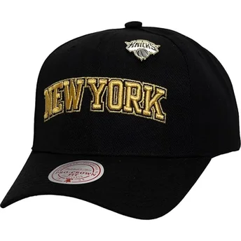 Gorra curva negra snapback Pinned Gold Pro de New York Knicks NBA de Mitchell & Ness