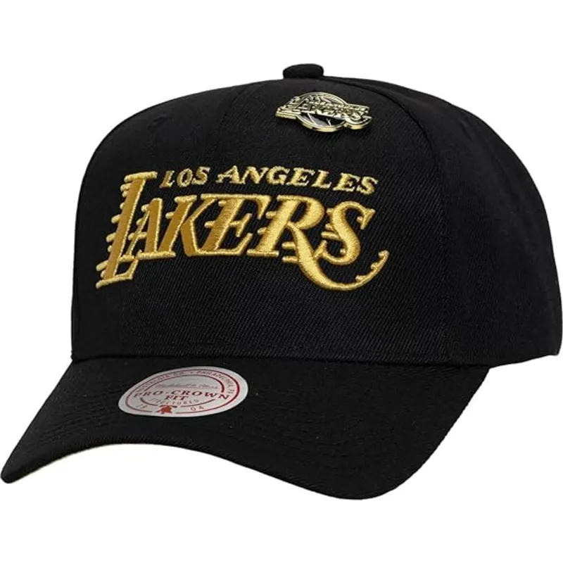 shapka-izvita-cherna-snapbek-pinned-gold-pro-na-los-angeles-lakers-nba-ot-mitchell-ness