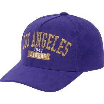 Καπέλο με καμπύλη γείσο μοβ snapback Shady Suede Pro των Los Angeles Lakers NBA από Mitchell & Ness