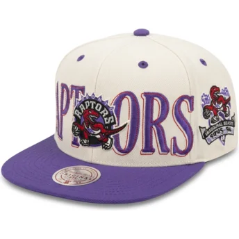 Violet og beige flat cap snapback Across The Board fra Toronto Raptors NBA fra Mitchell & Ness