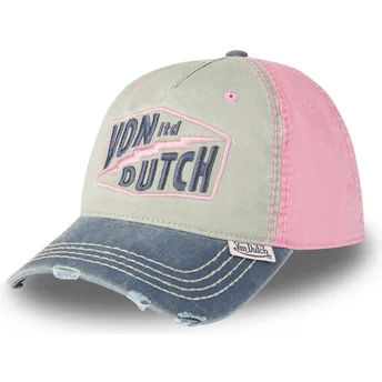 Von Dutch Curved Brim RETRO11 Grey and Pink Adjustable Cap