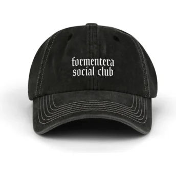 Pica Pica Извита Козирка Formentera Distressed Washed Черна Регулируема Шапка