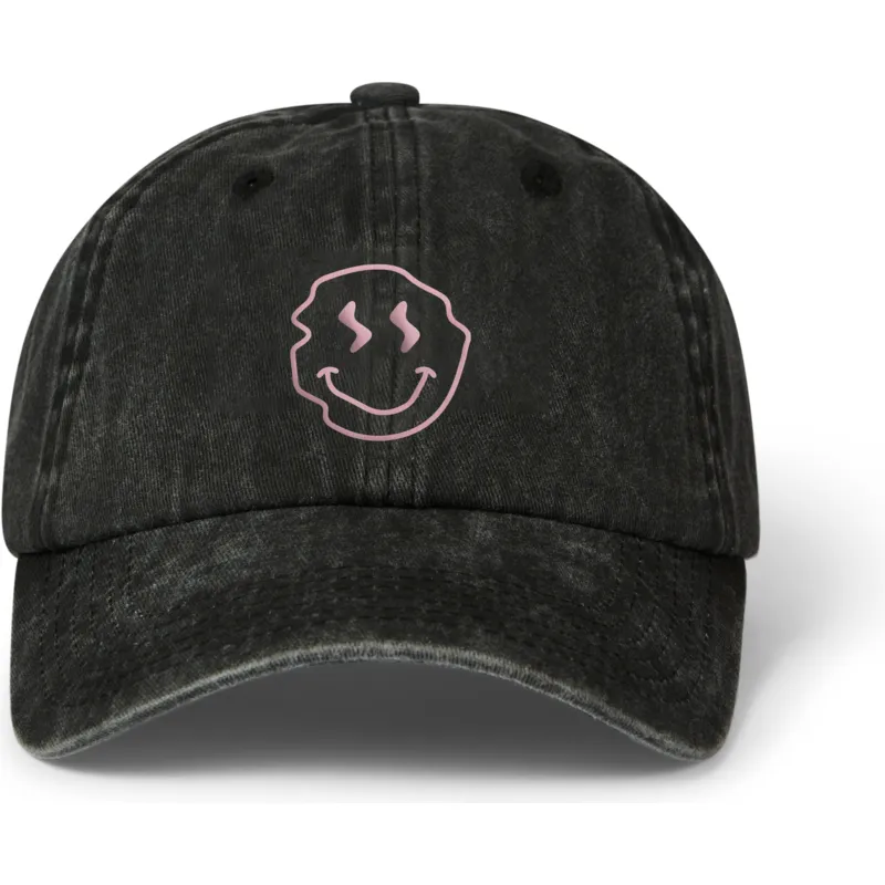 gorra-curva-negra-ajustable-smiley-washed-de-pica-pica
