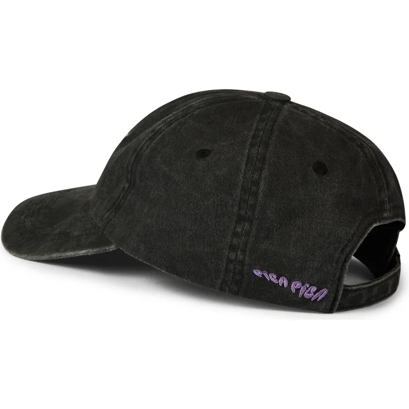 casquette-courbee-noire-ajustable-champagne-mami-washed-pica-pica