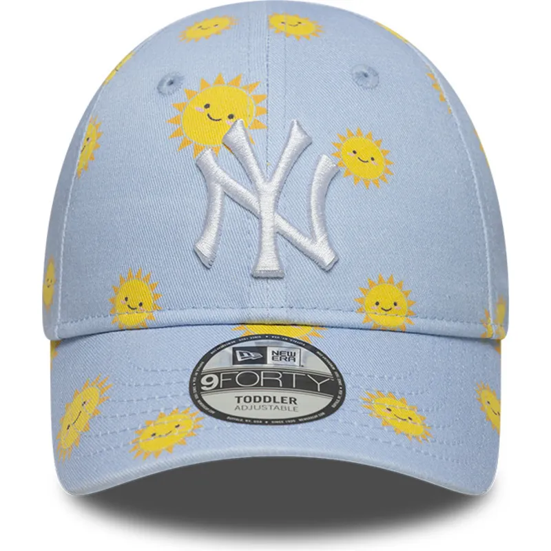 bla-justerbar-buet-kasket-til-dreng-9forty-summer-all-over-print-fra-new-york-yankees-mlb-fra-new-era