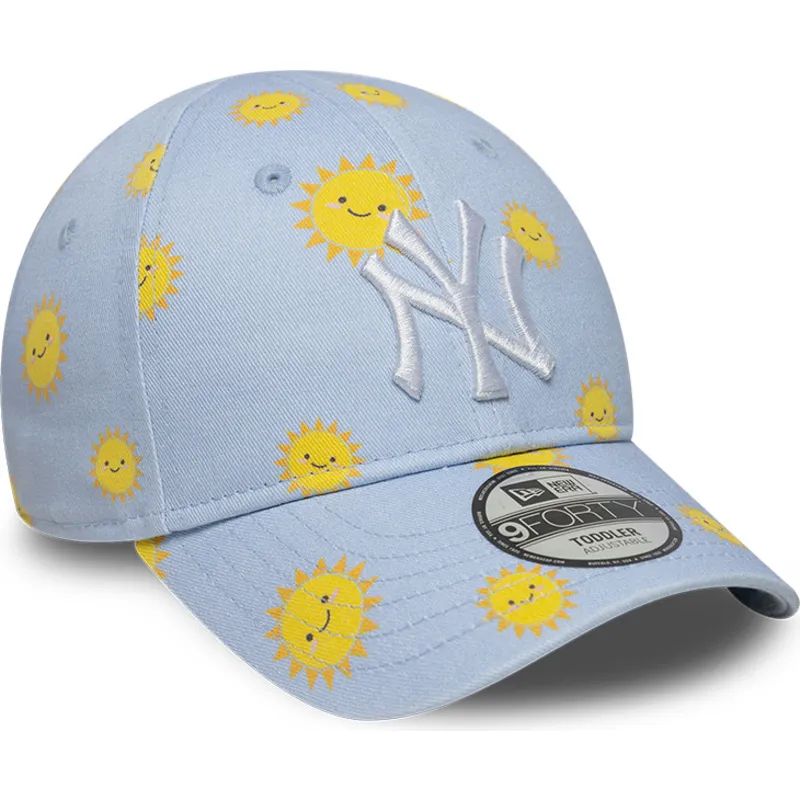 bla-justerbar-buet-kasket-til-dreng-9forty-summer-all-over-print-fra-new-york-yankees-mlb-fra-new-era
