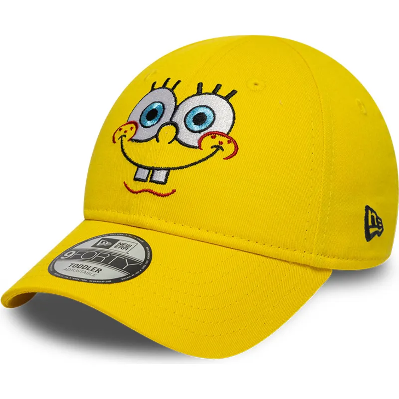 gul-justerbar-buet-kasket-til-born-9forty-face-bob-svamp-fra-new-era