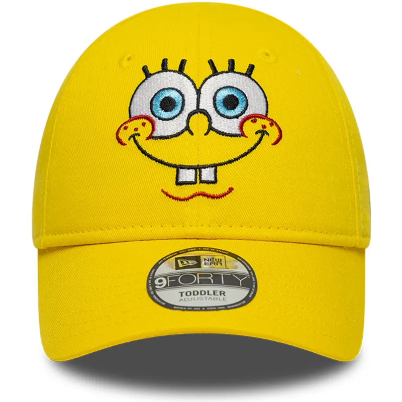 gul-justerbar-buet-kasket-til-born-9forty-face-bob-svamp-fra-new-era