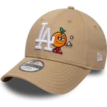 Buet beige justerbar kasket til dreng 9FORTY Icon fra Los Angeles Dodgers MLB fra New Era