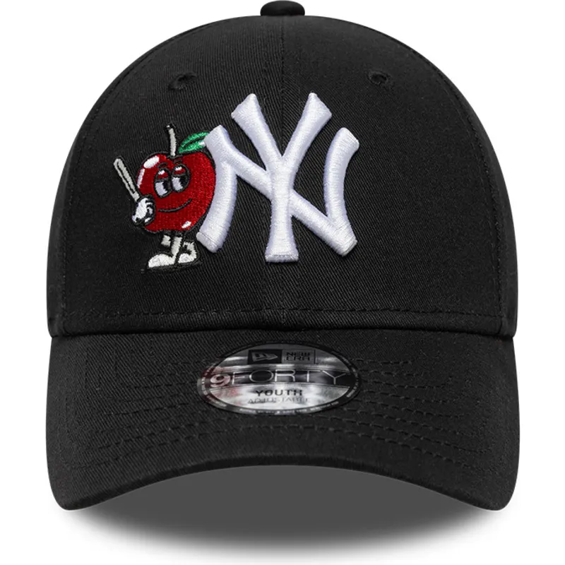 shapka-izvita-cherna-reguliruema-za-deca-9forty-icon-na-new-york-yankees-mlb-ot-new-era