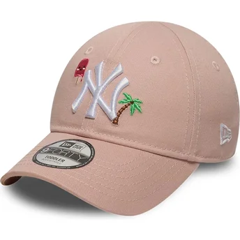 Justerbar lyserød buet kasket til børn 9FORTY Summer Icon fra New York Yankees MLB fra New Era