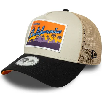 Beige trucker-kasket til dreng A Frame Location Patch California fra New Era