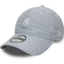 shapka-izvita-tmnosin-reguliruem-9twenty-seersucker-na-new-york-yankees-mlb-ot-new-era