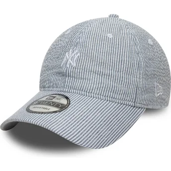 Marineblaue verstellbare Curved Cap 9TWENTY Seersucker der New York Yankees MLB von New Era
