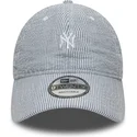 marineblaue-verstellbare-curved-cap-9twenty-seersucker-der-new-york-yankees-mlb-von-new-era