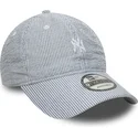 casquette-courbee-bleue-marine-ajustable-9twenty-seersucker-new-york-yankees-mlb-new-era