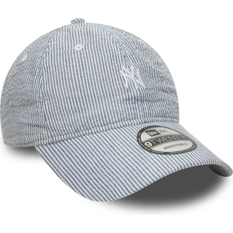 shapka-izvita-tmnosin-reguliruem-9twenty-seersucker-na-new-york-yankees-mlb-ot-new-era