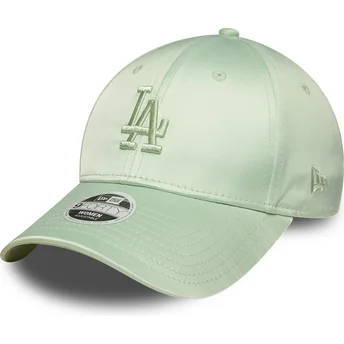 New Era Curved Brim Women 9FORTY Bow Back Satin Los Angeles Dodgers MLB Green Adjustable Cap
