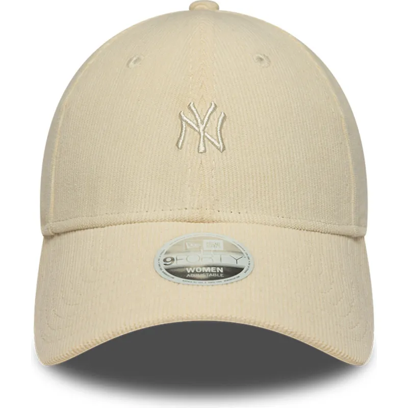 casquette-courbee-beige-ajustable-pour-femme-9forty-mini-cord-new-york-yankees-mlb-new-era