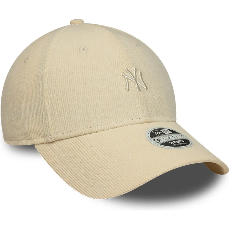 shapka-izvita-bezhov-reguliruema-9forty-mini-cord-na-new-york-yankees-mlb-ot-new-era
