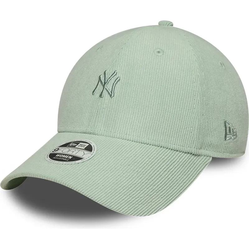 new-era-curved-brim-women-9forty-mini-cord-new-york-yankees-mlb-green-adjustable-cap