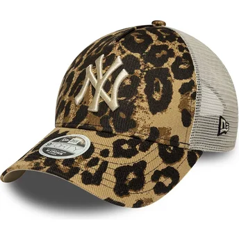 Шапка извита тракер леопард снапбек 9FORTY M-Crown A Frame Leopard на New York Yankees MLB от New Era