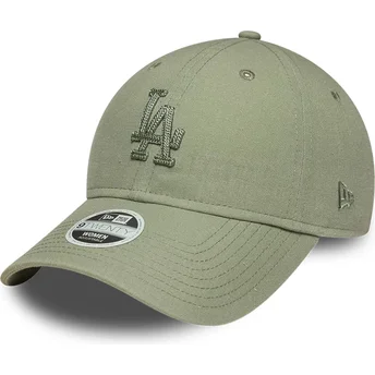 New Era Извита Козирка Дамско Зелено Лого 9TWENTY Midi Linen Los Angeles Dodgers MLB Зелена Регулируема Шапка