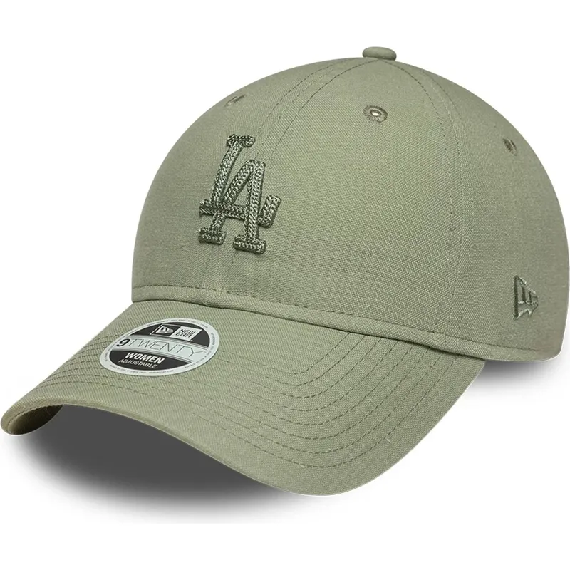 new-era-izvita-kozirka-damsko-zeleno-logo-9twenty-midi-linen-los-angeles-dodgers-mlb-zelena-reguliruema-shapka