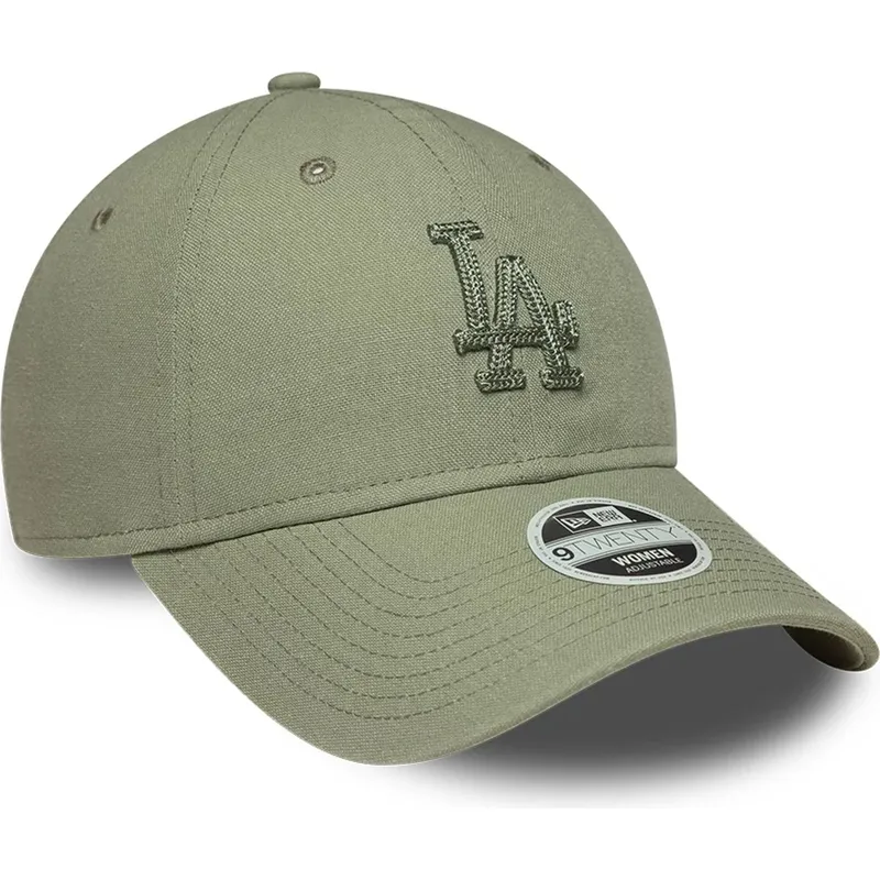 new-era-izvita-kozirka-damsko-zeleno-logo-9twenty-midi-linen-los-angeles-dodgers-mlb-zelena-reguliruema-shapka