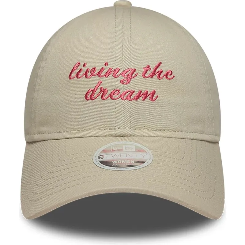 shapka-izvita-bezhov-reguliruem-9twenty-living-the-dream-slogan-ot-new-era