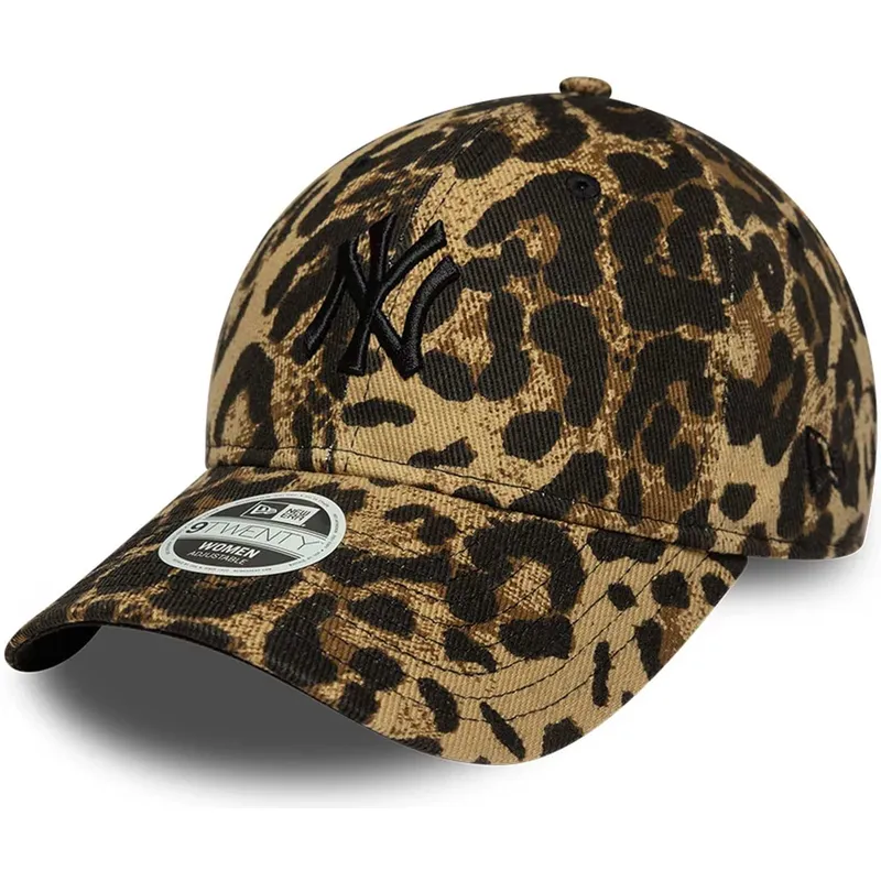 casquette-courbee-leopard-ajustable-avec-logo-noir-pour-femme-9twenty-lionpard-new-york-yankees-mlb-new-era