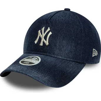 Шапка извита тъмносин регулируем 9TWENTY A Frame Denim на New York Yankees MLB от New Era