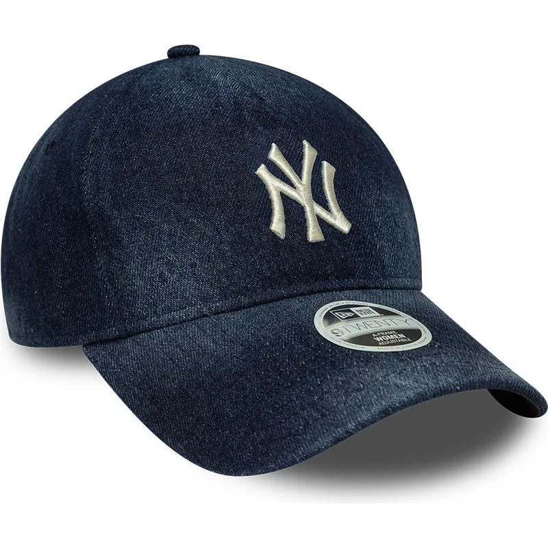 new-era-curved-brim-women-9twenty-a-frame-denim-new-york-yankees-mlb-navy-blue-adjustable-cap