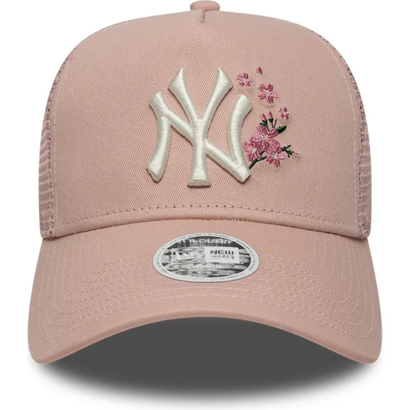 casquette-trucker-rose-pour-femme-9forty-a-frame-floral-new-york-yankees-mlb-new-era