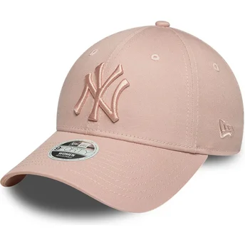 New Era Извита Козирка Дамска Розово Лого 9FORTY Essential New York Yankees MLB Розова Регулируема Шапка