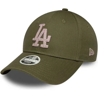 Gorra curva verde ajustable para mujer 9FORTY Metallic de Los Angeles Dodgers MLB de New Era