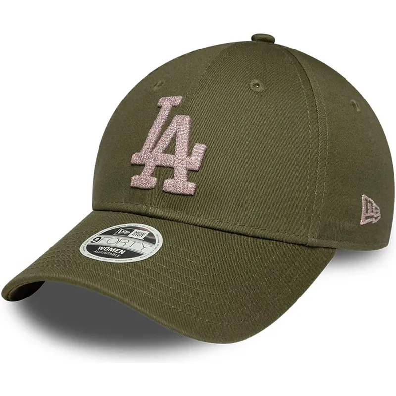 casquette-courbee-verte-ajustable-pour-femme-9forty-metallic-los-angeles-dodgers-mlb-new-era