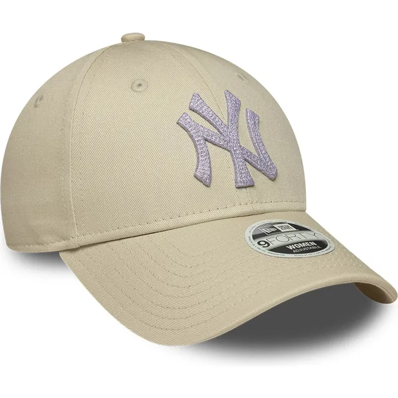 gorra-curva-beige-ajustable-para-mujer-9forty-metallic-de-new-york-yankees-mlb-de-new-era