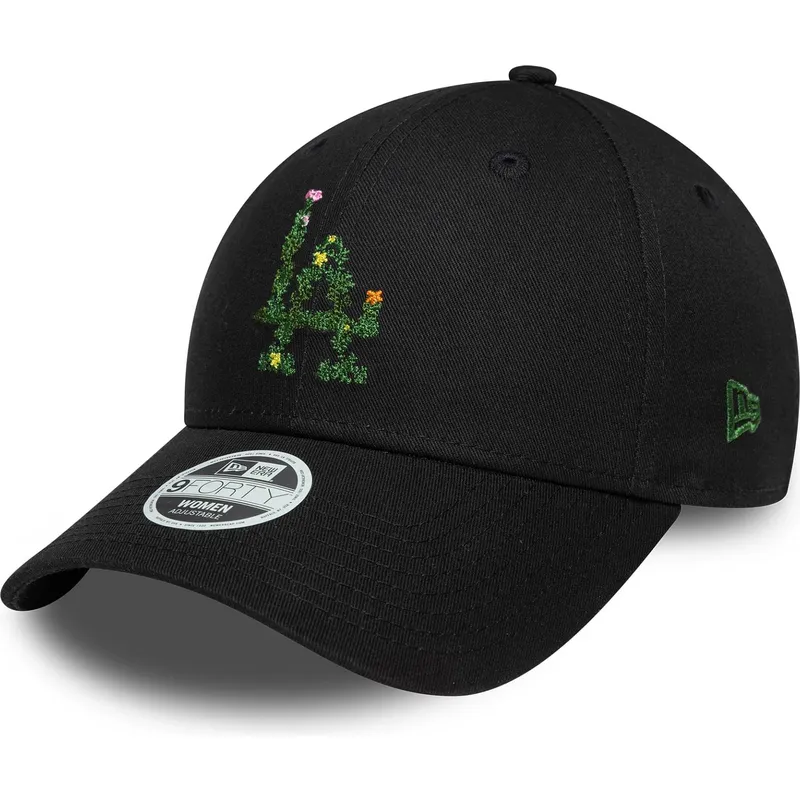 sort-justerbar-curved-kasket-til-kvinder-9forty-floral-infill-fra-los-angeles-dodgers-mlb-fra-new-era