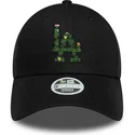 shapka-izvita-cherna-reguliruema-lenta-para-mujer-9forty-floral-infill-na-los-angeles-dodgers-mlb-ot-new-era