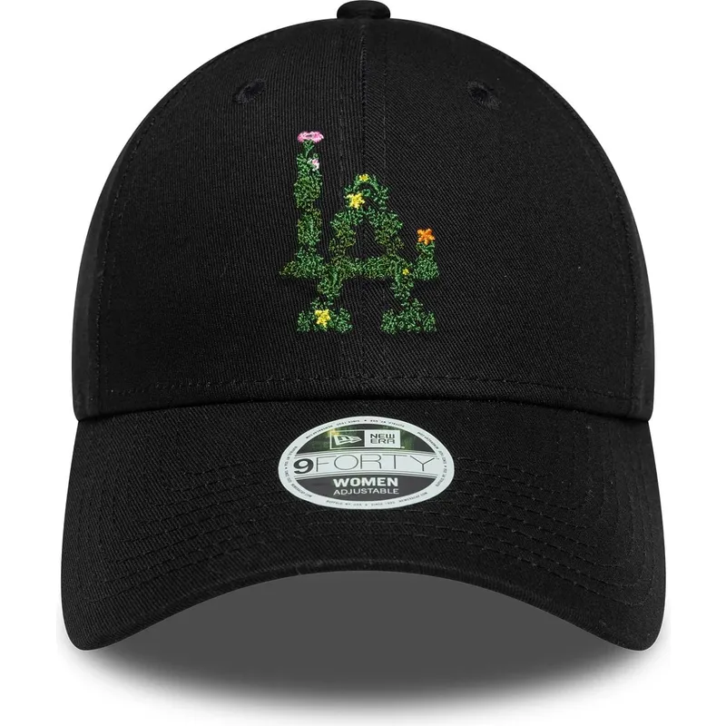 new-era-curved-brim-women-9forty-floral-infill-los-angeles-dodgers-mlb-black-adjustable-cap