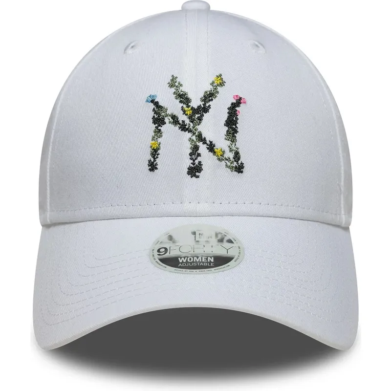 shapka-izvita-byala-reguliruema-9forty-floral-infill-na-new-york-yankees-mlb-ot-new-era