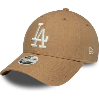 Шапка извита кафяв регулируем 9FORTY Linen на Los Angeles Dodgers MLB от New Era