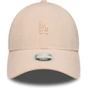 new-era-izvita-kozirka-damska-rozovo-logo-9forty-mini-cord-los-angeles-dodgers-mlb-rozova-reguliruema-shapka