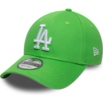 Lysegrøn justerbar kurvet kasket med hvidt logo 9FORTY League Essential fra Los Angeles Dodgers MLB fra New Era