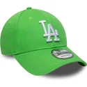 new-era-izvita-kozirka-byalo-logo-9forty-league-essential-los-angeles-dodgers-mlb-svetlozelena-reguliruema-shapka