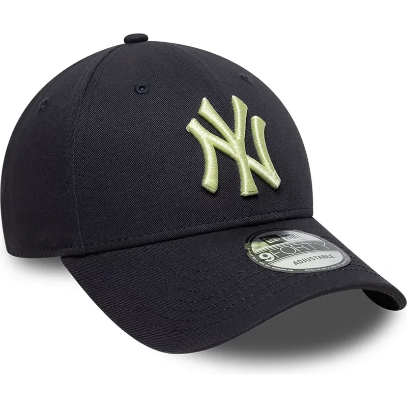 marineblaue-verstellbare-curved-cap-mit-gelbem-logo-9forty-league-essential-der-new-york-yankees-mlb-von-new-era