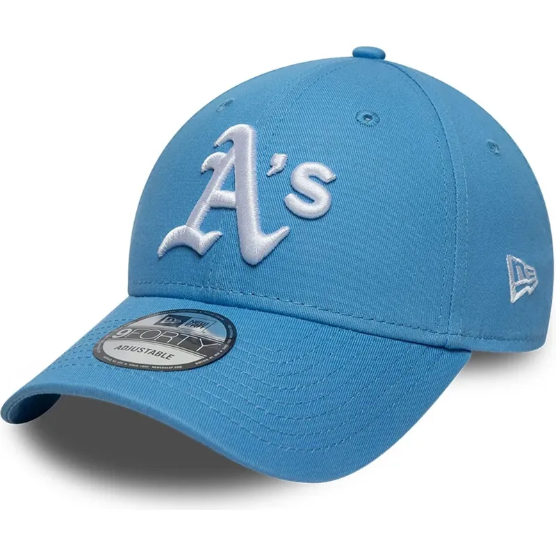 casquette-courbee-bleue-claire-ajustable-9forty-league-essential-oakland-athletics-mlb-new-era