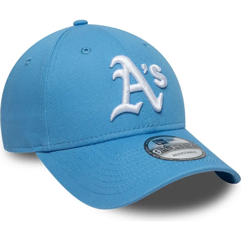 casquette-courbee-bleue-claire-ajustable-9forty-league-essential-oakland-athletics-mlb-new-era