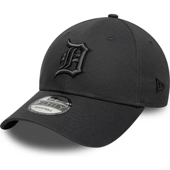 New Era Curved Brim Black Logo 9FORTY Team Outline Detroit Tigers MLB Black Adjustable Cap
